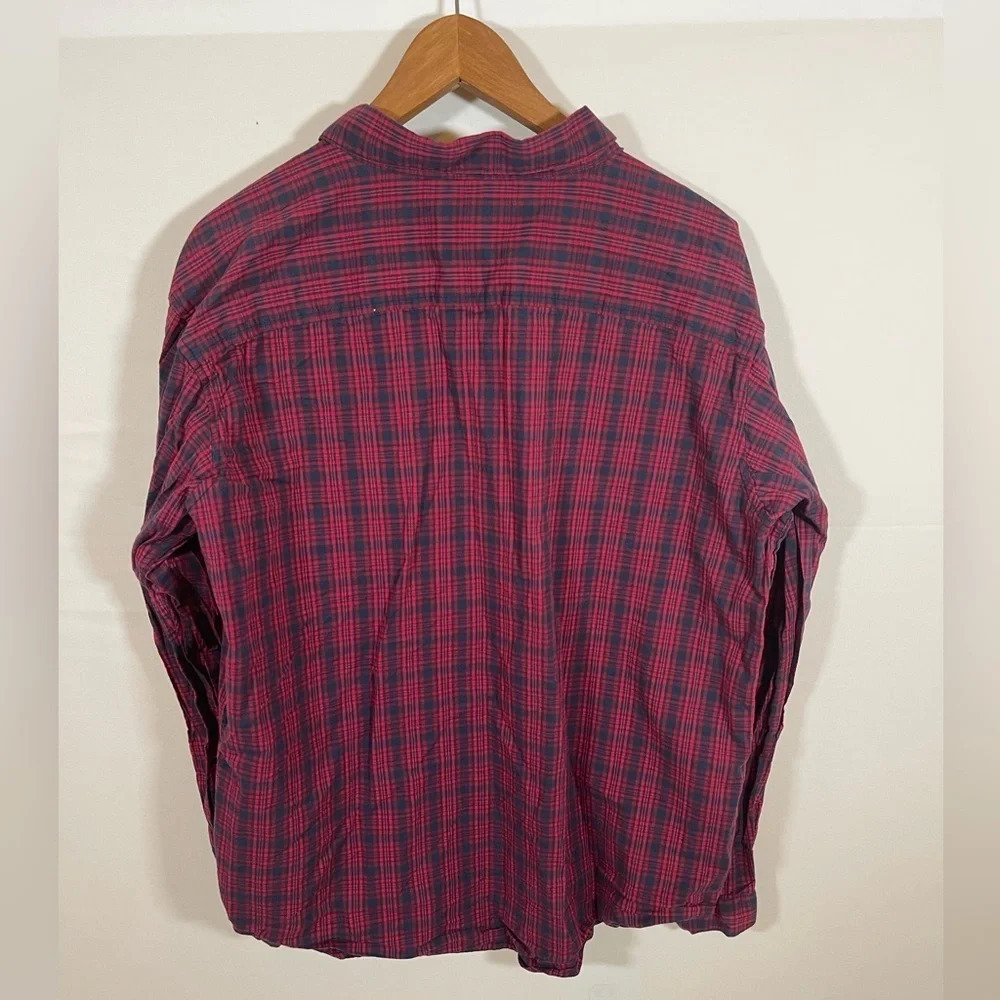 Men’s Columbia Red/Navy Blue Plaid Long Sleeve Button Front Shirt Size XL - Picture 2 of 4